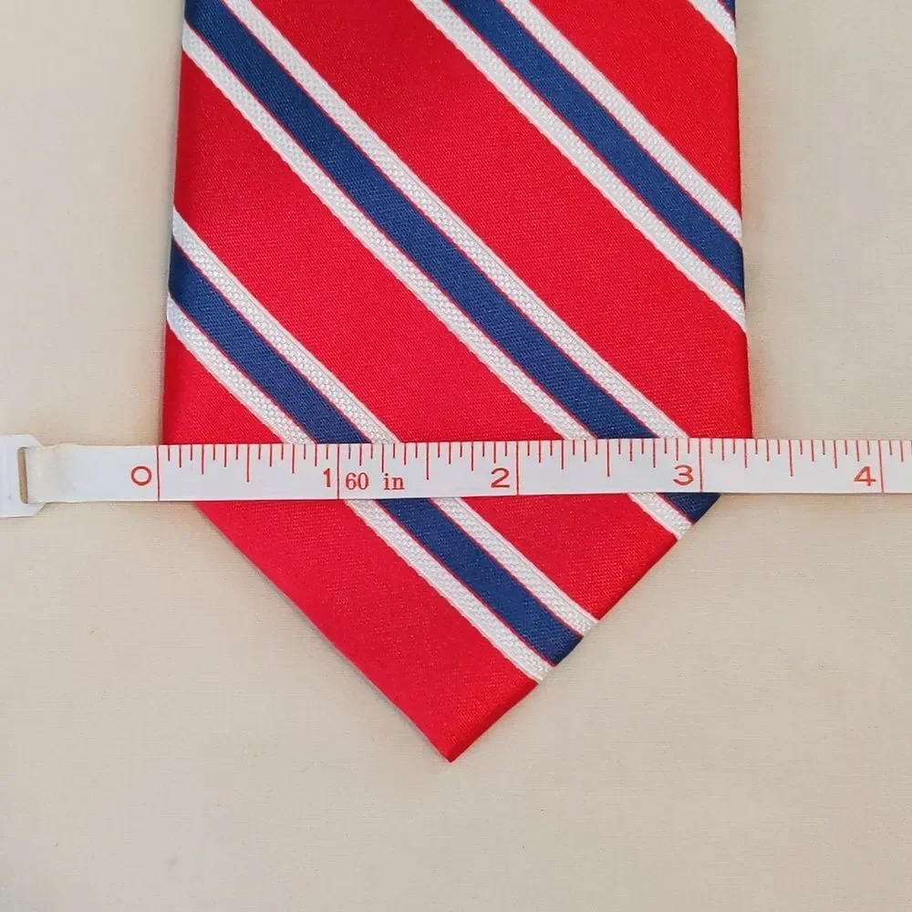 Saddlebred Red White Blue Diagonal Stripe Polyester Silk Tie Necktie Mens X-Long